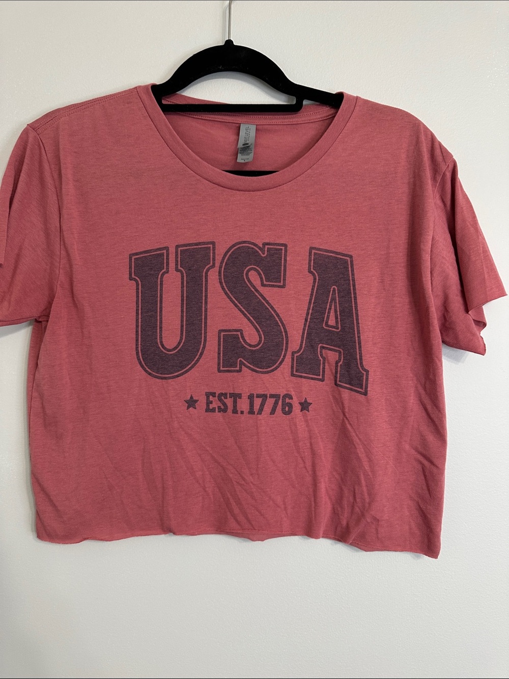 Next Level Apparel Rose Pink USA Graphic Crop Tee